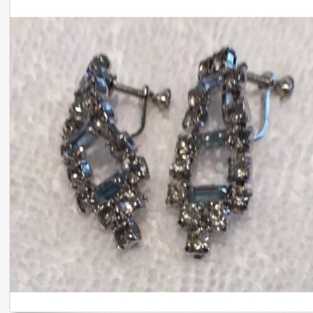 Vintage Crystal/Blue Topaz Choker & Earring SET - Picture 5 of 7